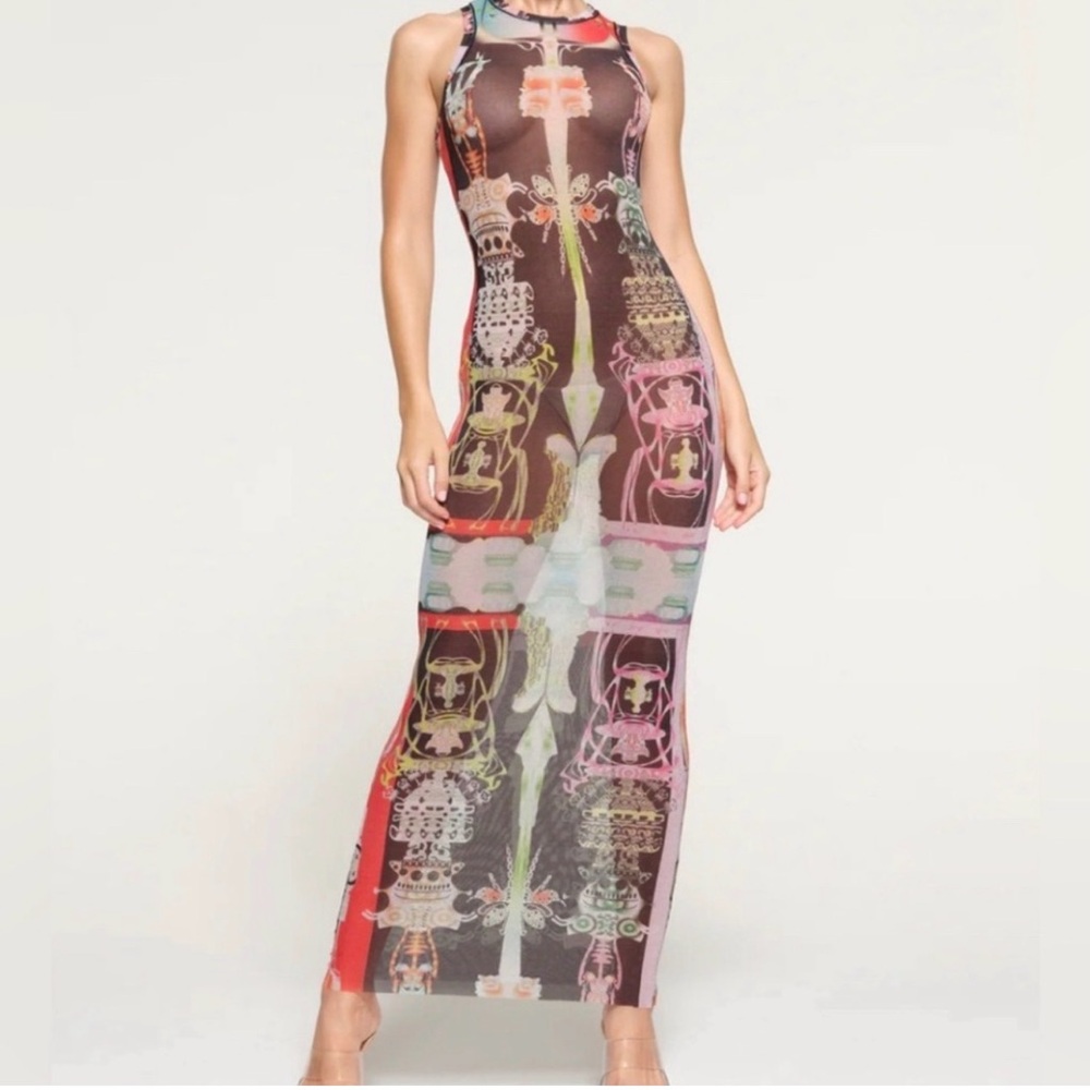 Skims Summer Mesh High Neck Long Dress Size Medium Orchid Cabinet